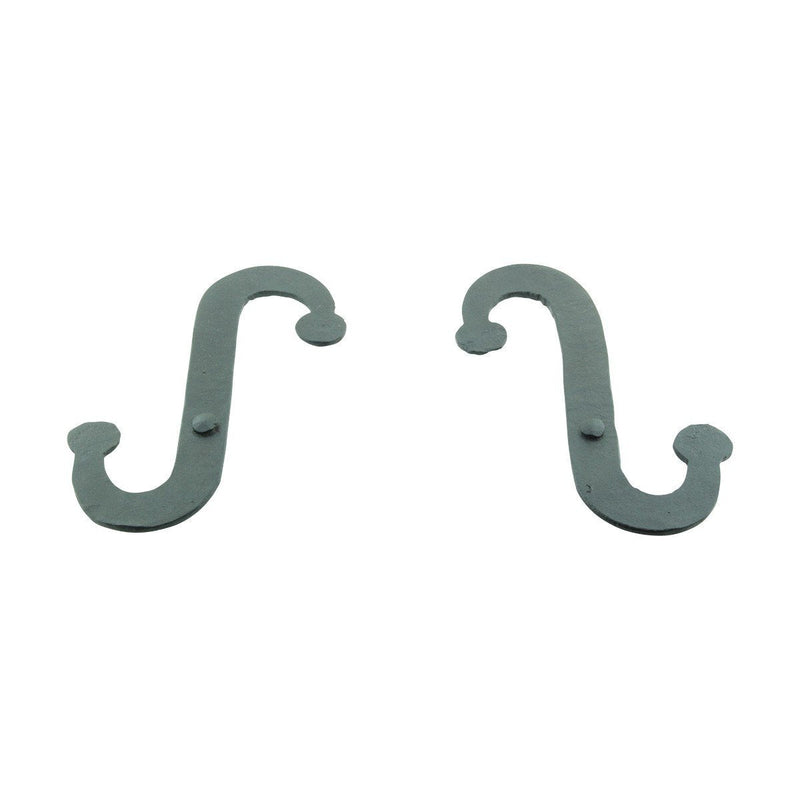 Renovators Supply Manufacturing Shutter Dogs Pair 6.25 in Black Decorative S Shaped Wrought Iron Shutter Dogs with Mounting Hardware Pack of 1