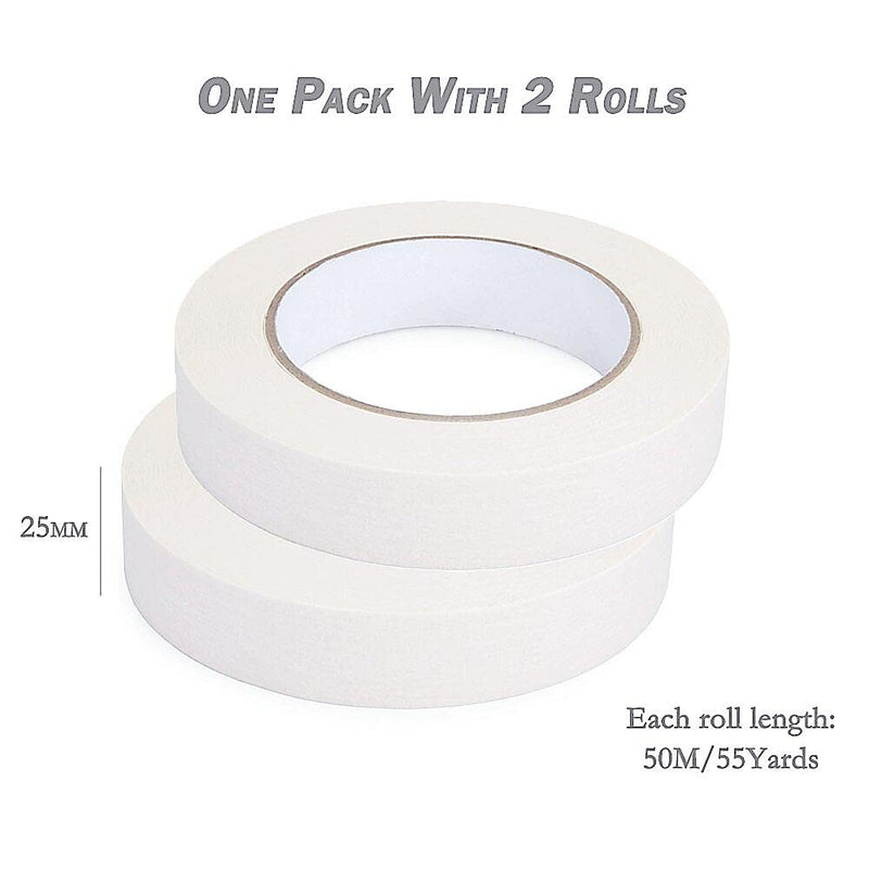 Masking Tape 1 inch X 55 Yards X 2 Rolls, 300FT Total, Beige White Painters Tape General Purpose Tape for Arts DIY Crafts Painting Labeling Decoration School Projects Home Office 1 Inch X 55 Yards,2 Rolls