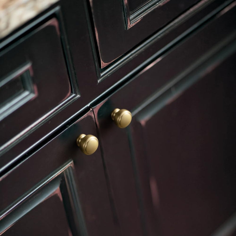 Goo-Ki 6 Pack Champagne Bronze Round Cabinet Knobs – Contemporary Furniture Handles Modern Hardware for Kitchen Drawers