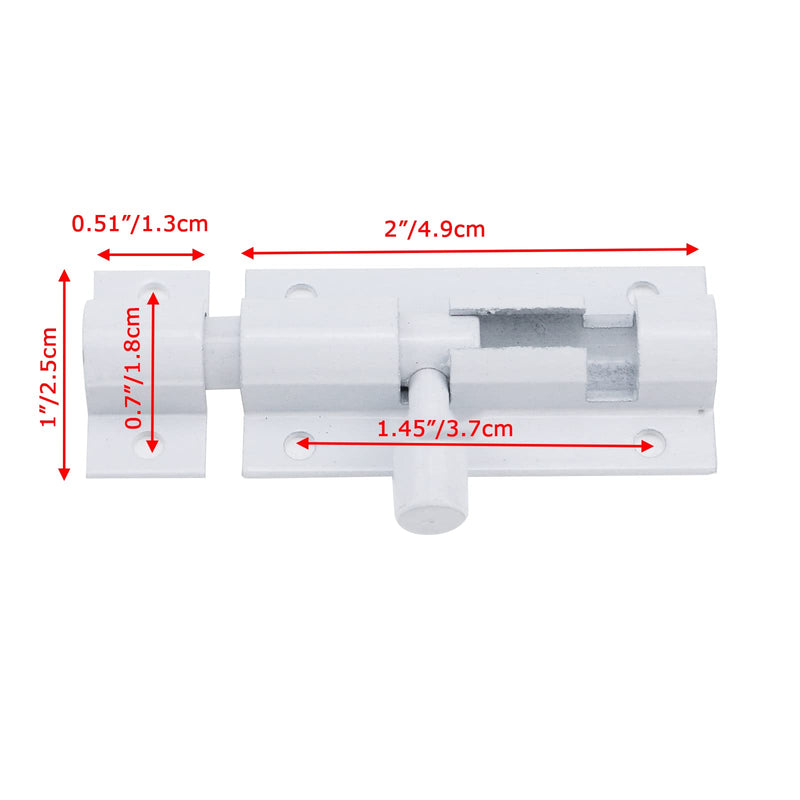 2-inch Slide Bolt Latch White Slide Locks for Inside Door Barrel Bolt Latch Sliding Door Security Slide Latch Lock -2pcs 2 Inch