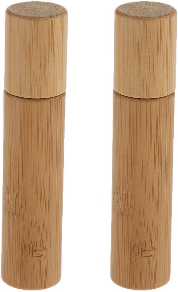 CUTICATE 2pcs 10ml Roll On Bottle Refill Bottle Bamboo Empty Container Essential Oil Perfume Divided Travel Reusable - NewNest Australia
