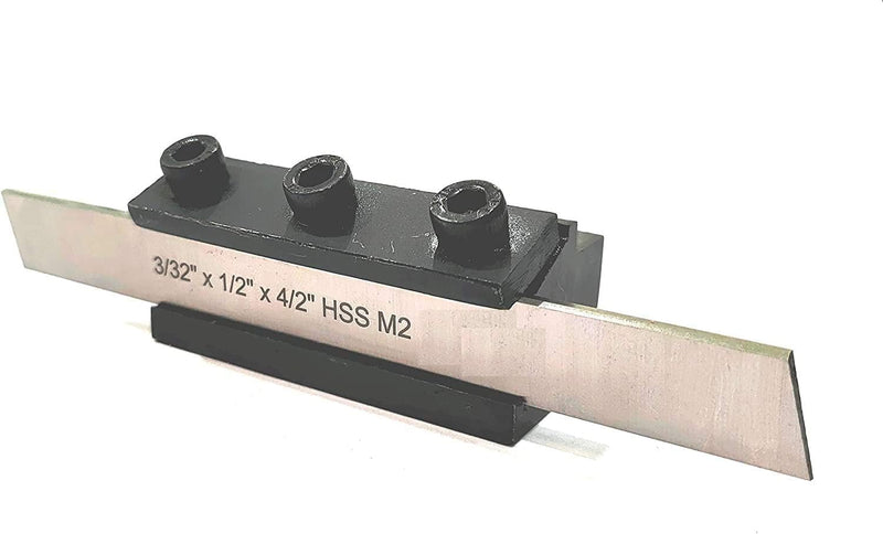 Non- Adjustable T-Parting Cut off Holder with Blade for Lathe Machine Tools ((Blade-3/32''x 1/2'' x41/2''(10mm Shank)) (Blade-3/32''x 1/2'' x41/2''(10mm Shank)