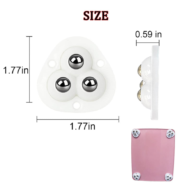 Self Adhesive Caster Wheels for Small Appliances, 360°Rotation Mini Caster Wheels for Furniture Storage Bins (4 PCS, White) Drcoevo 4 White 3 Ball Bearings