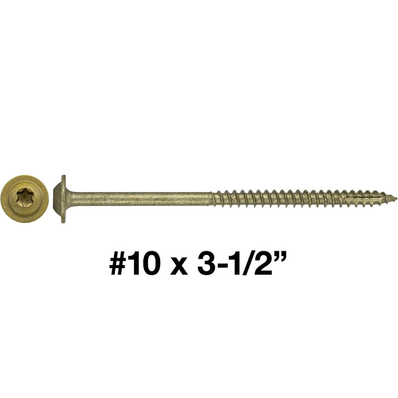 #10 x 3-1/2" Round Head Washer(Modified Truss) Torx/Star Drive Head Wood Screw (1 lb ~54 Screws) Multipurpose Wood Screws for Construction, Cabinets, Furniture & Other Wood Applications