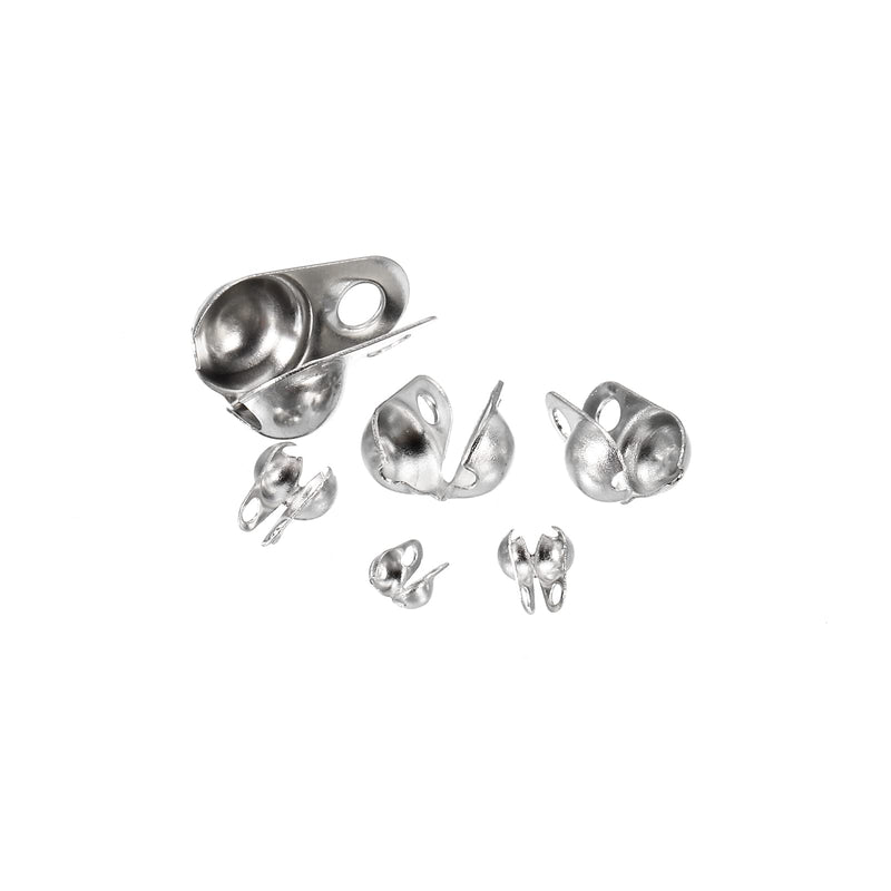 MECCANIXITY Ball Chain Connector, Stainless Steel Ball Tips Clamshell Style Crimp Link Connection Fit for 2/2.4/3.2/4.5/5/6mm Ball Chain, Pack of 130