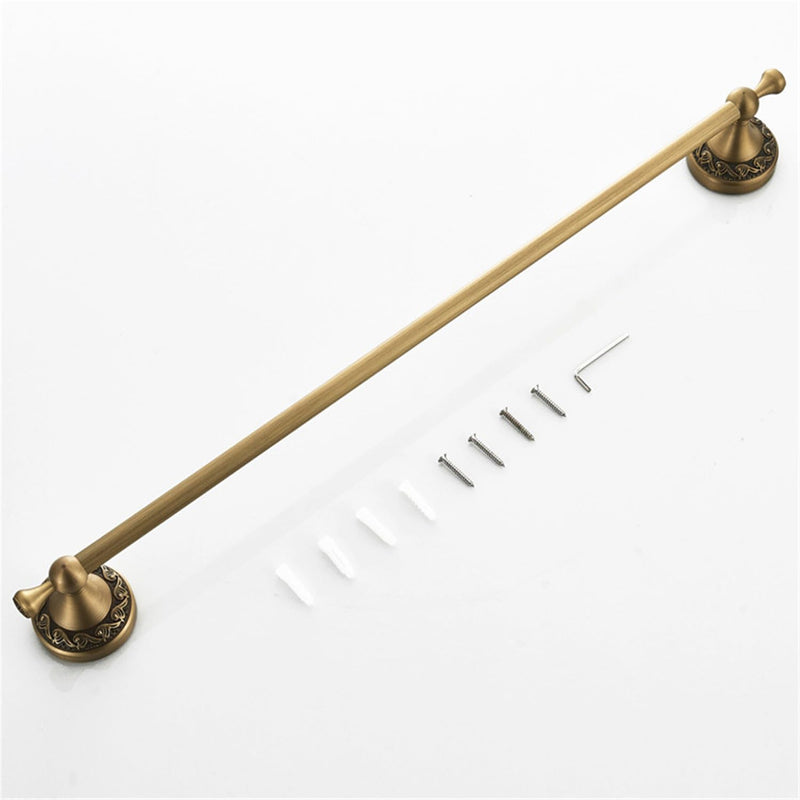 Flybath 20 Inch Towel Bar Antique Brass Exquisite Pattern Carving Rail Single Towel Holder Organizer for Bathroom Kitchen Accessories Wall Mounted, Brushed Bronze