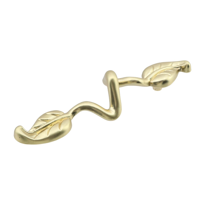 6pcs Leaf Shape Drawer Pull Handle 3" Hole to Hole Gold Twig Branch Cabinet Pulls 4.72" Length Zinc Alloy Dresser Handles Knobs for Closet Furniture Wardrobe Cupboard, with Screws (Gold)