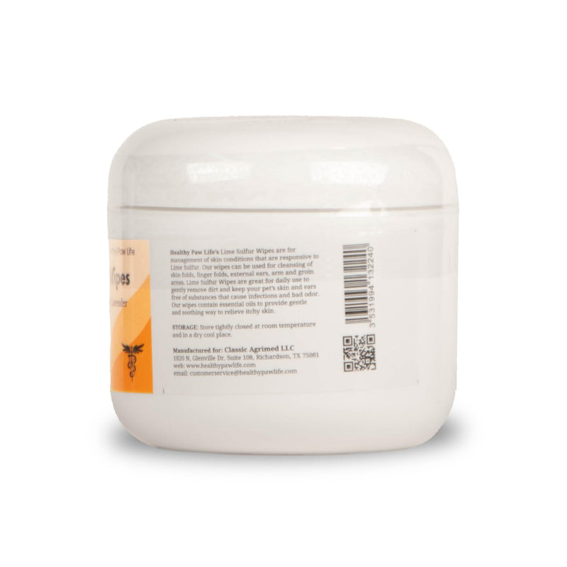 Lime Sulfur Wipes - Relief for Itching, Scratching, and Redness - Infused with Lime Sulfur, Aloe & Essential Oils - Skin Care Solution for Pets (50ct, 2" Skin Soothe Wipes) - PawsPlanet Australia