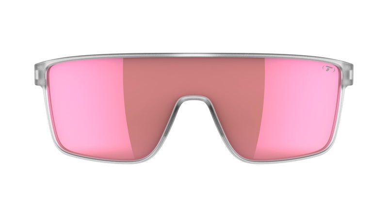 Tifosi Sanctum Sunglasses, Ideal For Cycling, Golf, Hiking, Running, Tennis & Pickleball, Lifestyle Satin Clear (Pink Mirror) Smoke