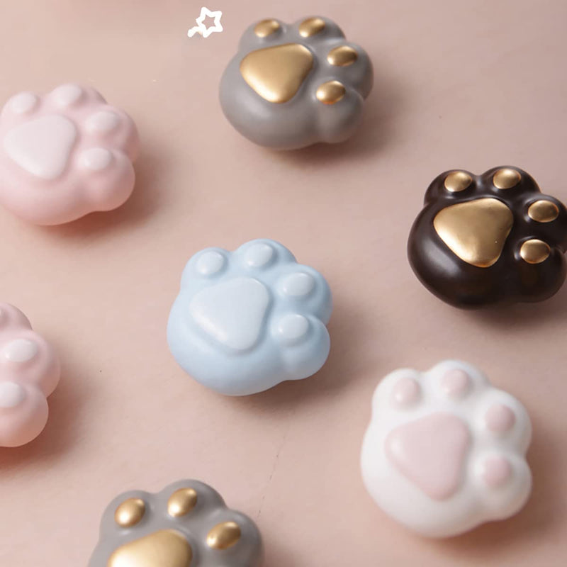 Cabinet Knob, Drawer Pull, Ceramic Handles, Cupboard Knob, Drawer Pull, Ceramic Colorfull Children Handles Cabinet Knob 2PCS (Cat Paw, Pink)