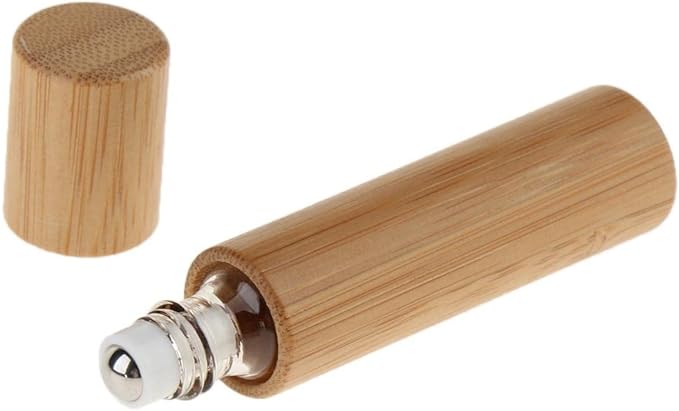 CUTICATE 2pcs 10ml Roll On Bottle Refill Bottle Bamboo Empty Container Essential Oil Perfume Divided Travel Reusable - NewNest Australia
