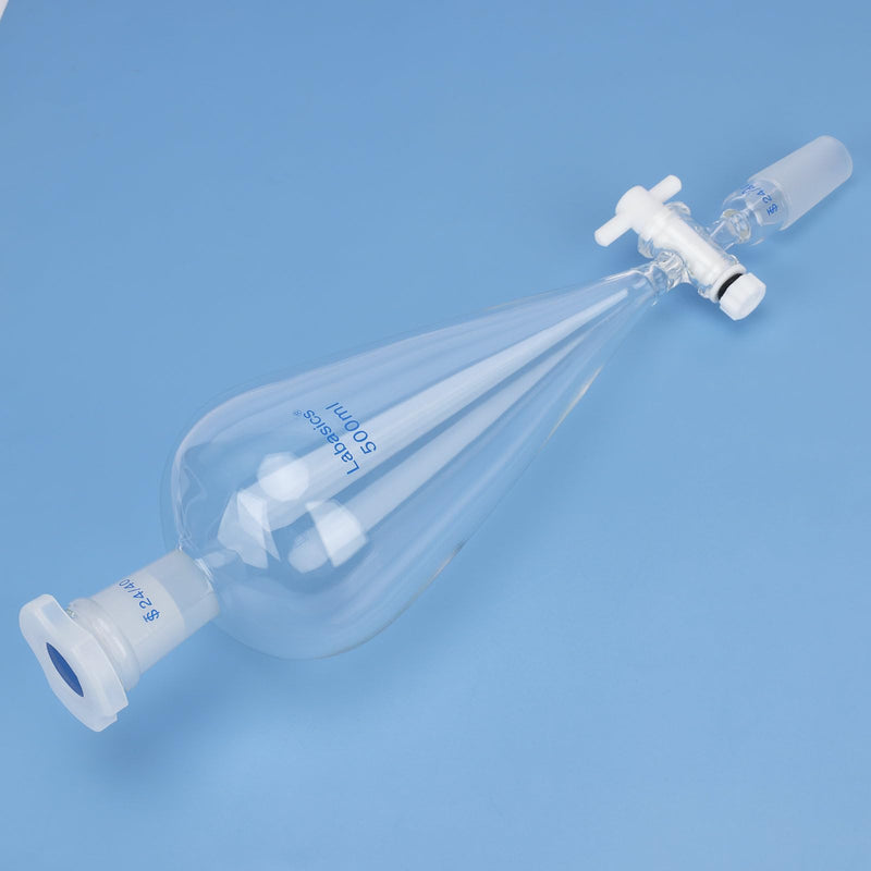 Labasics 500 ml Conical Pear-Shaped Separatory Funnel with PTFE Stopcock, Heavy Wall Borosilicate Glass with 24/40 Joints 500.0 milliliters 1 LB-XMK-Sep-Funnel-24/40