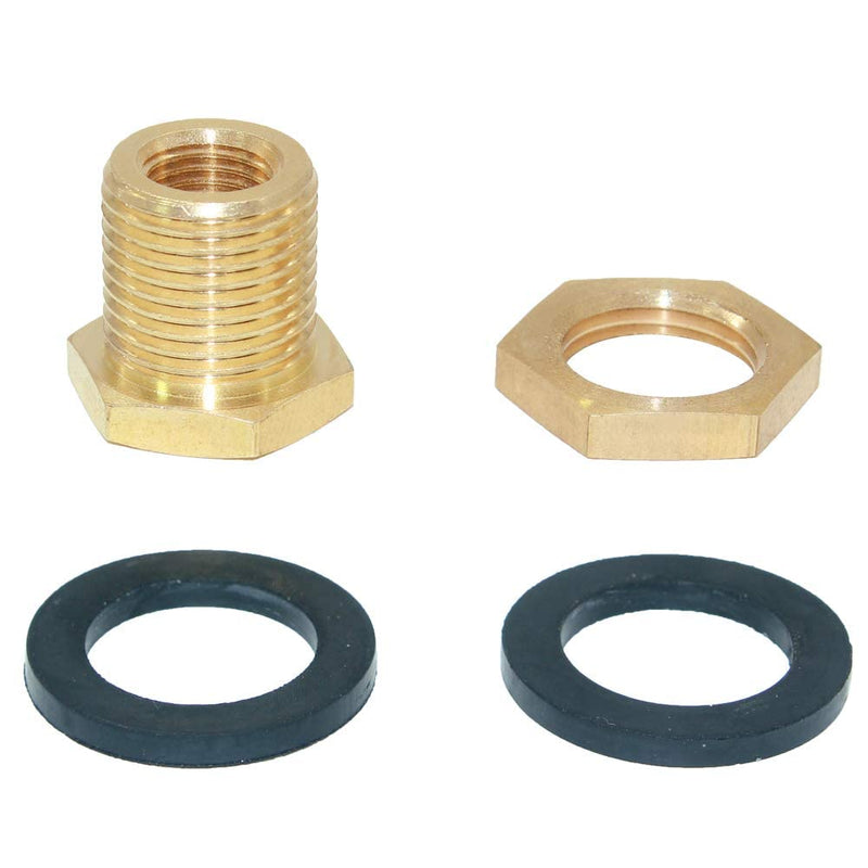 Joywayus 1/4" NPT Female 1/2" Male Brass Bulkhead Fitting Bulk Head Bulkhead Tank Fitting Coupler(Pack of 2) 1/4"NPT x 1/2" - 2PCS