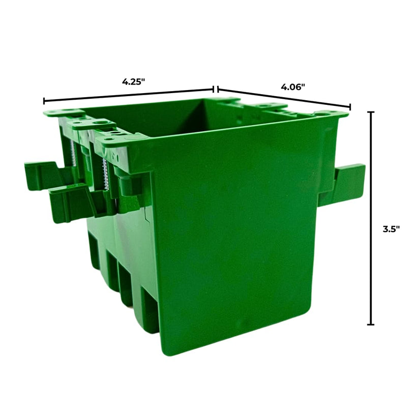 Old Work BaseBox – Expandable Double Gang PVC Electrical Box with 8 Knockouts & 4 Wings, 32 cu. in. Capacity - Single Unit