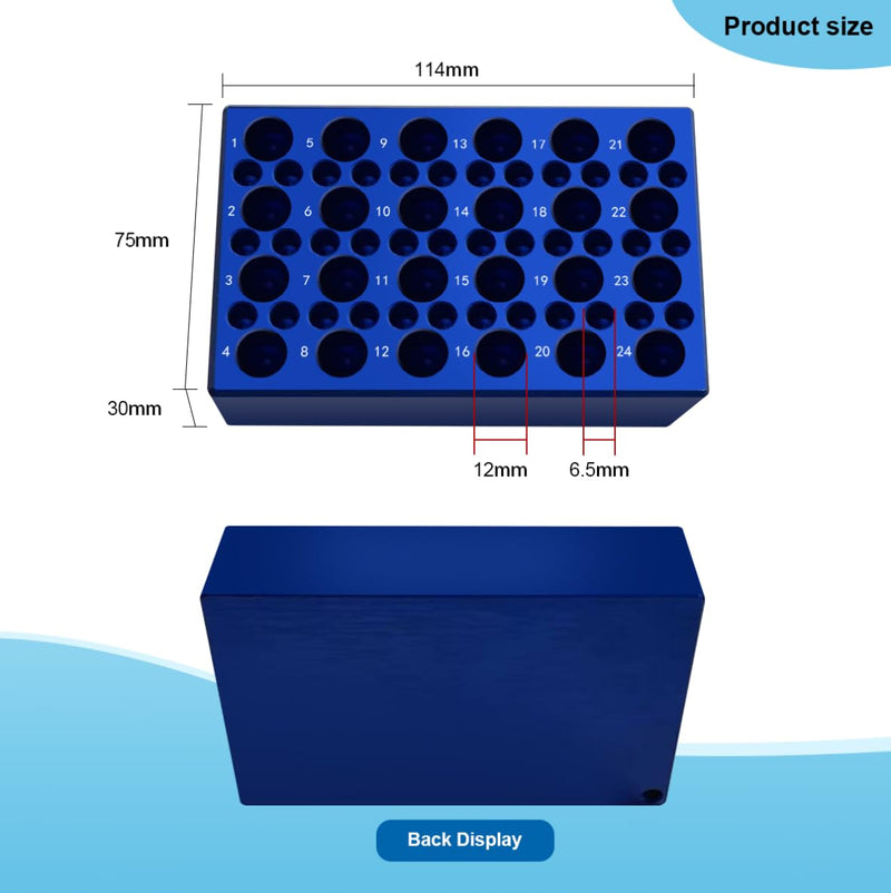Aluminum Cooling Block - 24 Well+36 Well PCR Tubes Cooler,24-Well for 1.5ml /2ml Centrifuge Tubes and 36-Well for 0.2ml PCR Tubes