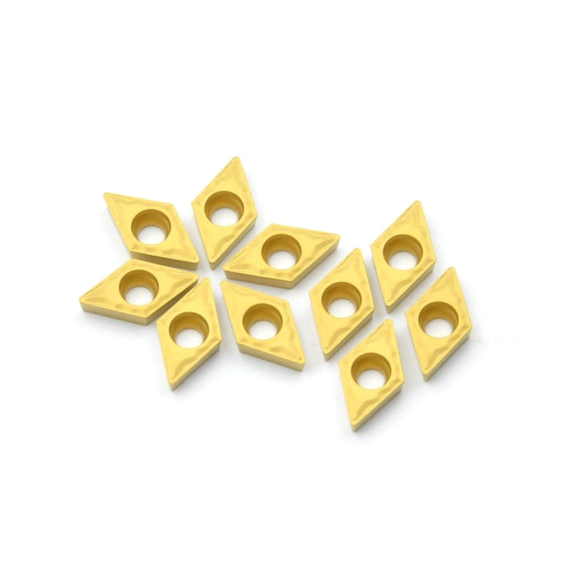 DCMT21.51 Dcmt070204-HMP Carbide Turning Inserts, CVD Coated for Steel, 1/4" IC Lathe Tools for Carbon & Alloy Steel Machining, 10 Pcs DCMT21.51-HMP
