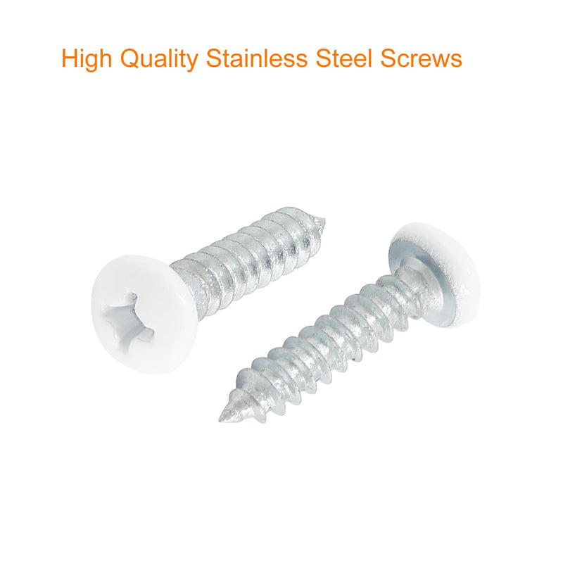 120Pcs White Pan Head Screws #8 x 3/4", Stainless Steel White Wood Screws Self-Tapping Screws Phillips Sheet Metal Screws Self Tap Drill Screws 3/4”(19mm) 120