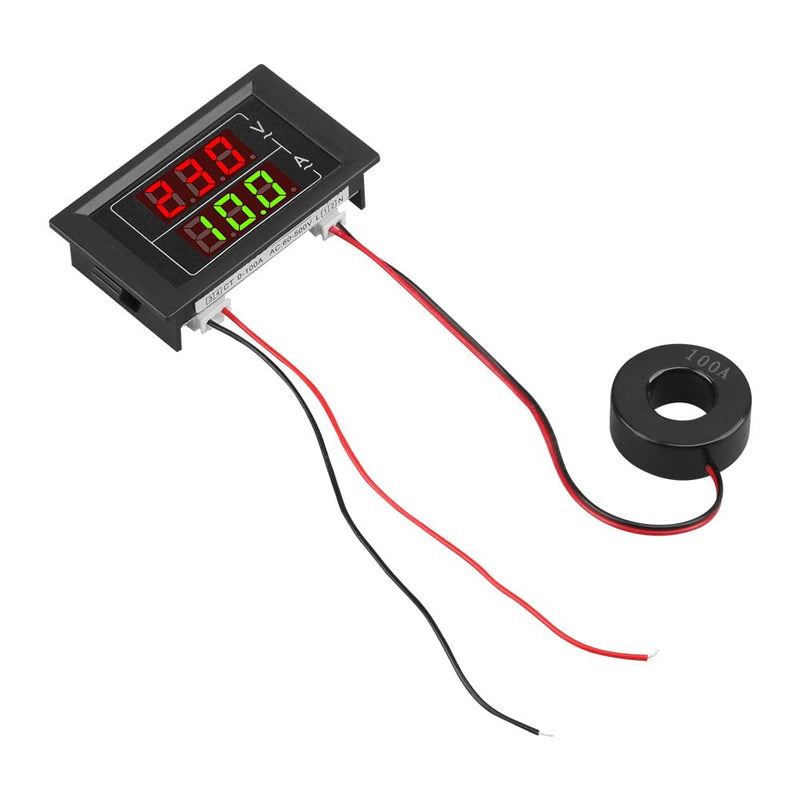 2-Pack 2in1 Panel Multimeter 110V/220V, Digital Ammeter Voltmeter AC 80V-300V 100A, Volt Amp Meter LED Display Voltage Amperage Detector Tester Gauge with Current Transformer CT (Volt+Amp) Volt+Amp