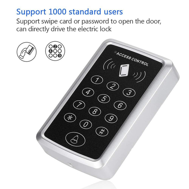 Door Access Control Keypad, Stand-Alone Password RFID Reader+5PCS Keyfob Keychain for Entry Home Security Access Controller