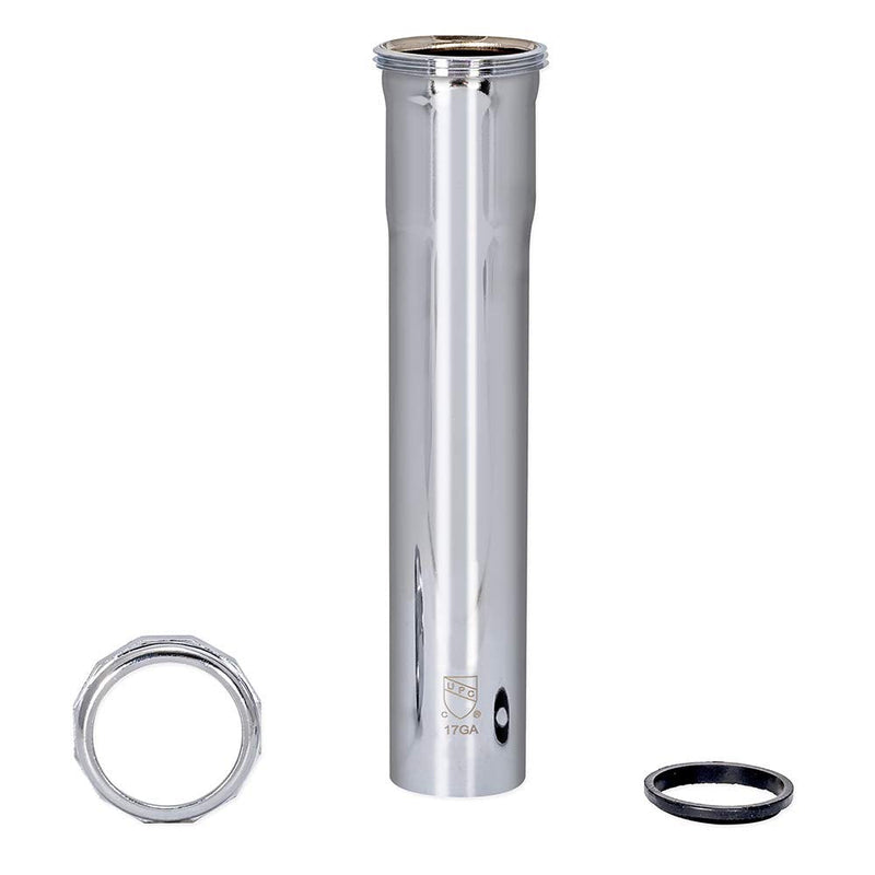 Eastman 1-1/2 Inch Heavy Duty Extension Tube with Slip Joint Connection, 8 Inch Length, 17 Gauge, Brass Plumbing Fitting, Chrome, 35118