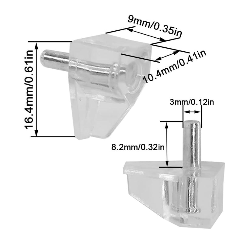 3 mm or 1/8 Inch Shelf Support Peg Clear Plastic Cabinet Shelf Support Pins Shelf Holder Replacement Peg for Kitchen Furniture Book Shelves (3mm)