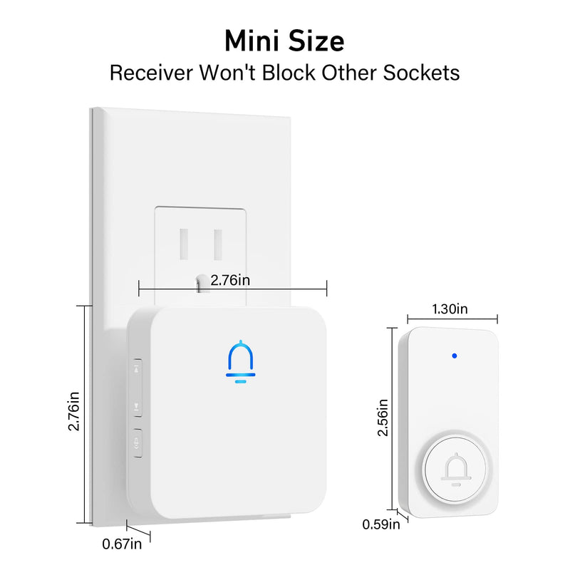 SECRUI Doorbell, 2 Receiver Wireless Doorbell with 1000ft Range, Adjustable Volume, Waterproof Design, Hassle-Free Installation, 32 Melodies, White 1 Push Button 2 Receiver