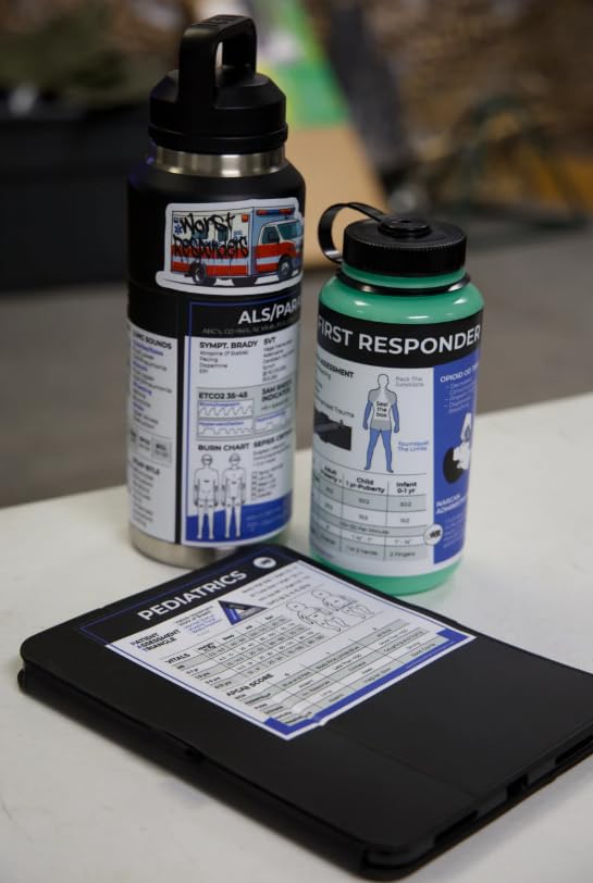 EMT-BLS Medical Reference Stickers (5 Stickers) - First Responder, BLS/EMT + Pediatrics Assessment, Notes + Patient Report - Study Material + Notes - 6x6-inches BLS/EMT Medical Reference Stickers