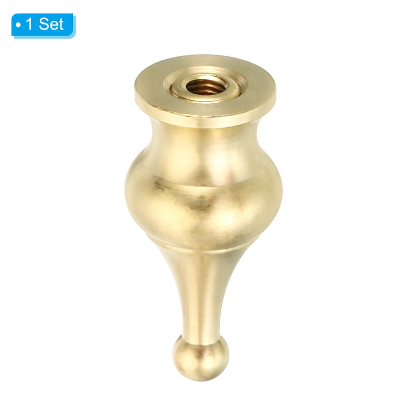 PATIKIL 1.8" Tall Brass Lamp Finials Cap Knob, 1 Set Lamp Screw Holder Tapped 1/4-27 for Table and Floor Lamp Shade Decorations