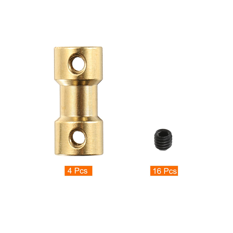 MECCANIXITY 4Pcs 4mm to 5mm Brass Shaft Coupling Joint Connector with Screws Flexible Motor Shaft Coupler for RC Model Car Airplane Motor Wheels Tires Shaft 4