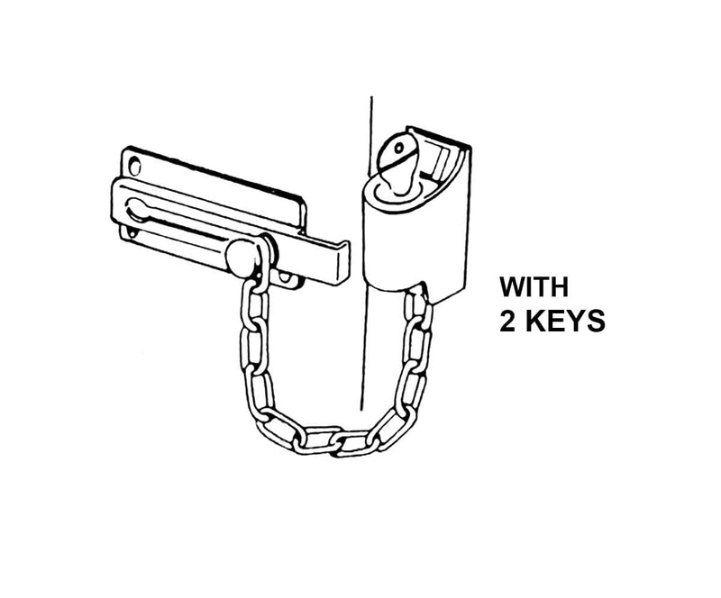 QCAA Keyed Chain Door Lock, Die Cast Construction, Satin Brushed Nickel, 2 Pack, Made in Taiwan