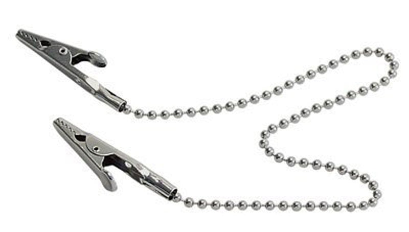 3PCS 12Inch Metal Beads Napkin Clip Chain Bib Holder Baby Elderly Adult Bib Clip Neck Strap Dental Ball Chain Clips Double-end Alligator Clip Clamp Neck Lanyard Strap