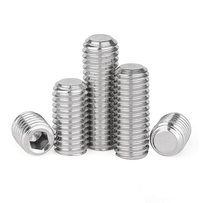 Junter 30pcs M10-1.0 x 8mm Fine Thread Metric A2 Stainless Steel Flat Point Grub Hex Socket Set Screws Metric DIN913