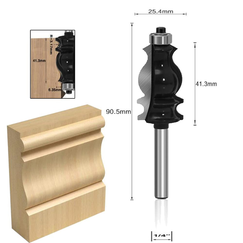 LEATBUY Router Bit Set Architectural Molding 5 PCS 1/4 Inch Shank , Corner Rounding Edge Rail Stile Wood Router Bits Sets, Woodworking Milling Cutter Tool, Door Cabinet Shelf Carbide CNC Router(5)