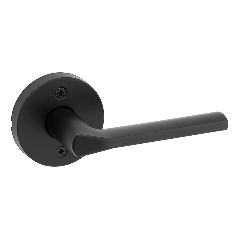 Kwikset Lisbon Interior Passage Door Handle, Round Lever for Closet and Hallway Doors, Reversible Non-Locking Handle Lever, Matte Black, with Microban Protection