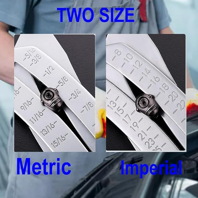 2PCS Portable Precision Thread Size Checker Keychain,Mini Bol Thead Size Finder Tool, Nut and Bolt identifier Thread Gauge Keychain for Automotive, Mechanical & DIY Use | Fast Accurate Measurement
