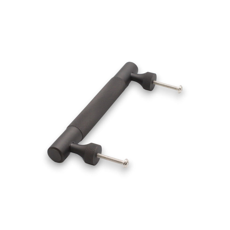 Infinity Decor Pack of 2 Solid Brass Knurled Pattern T Bar Cabinet Drawer Handles Gunmetal Grey Cupboard Pulls 160mm – for Interior Cabinet and Drawer