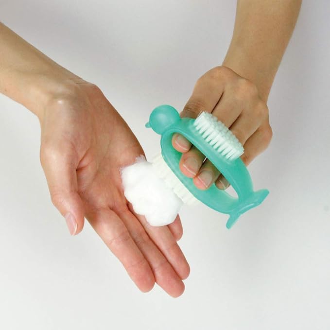 Azuma Industrial Nail Care Penguin Green Nail and Hand Washing Brush Comes with 2 types of brushes, hard and soft, Can be stored upright, Total length 10cm, Made in Japan AZ950G - NewNest Australia