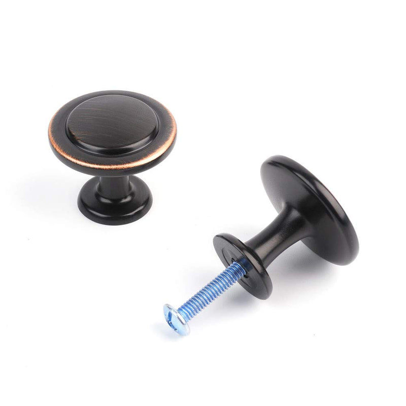 KOOFIZO Stepped Round Cabinet Knob - Oil Rubbed Bronze Pull Handle (Dia.31mm / 1.2 Inch), 10-Pack for Kitchen Cupboard Door, Bedroom Dresser Drawer, Bathroom Wardrobe Hardware Knob 1 - 10Pcs