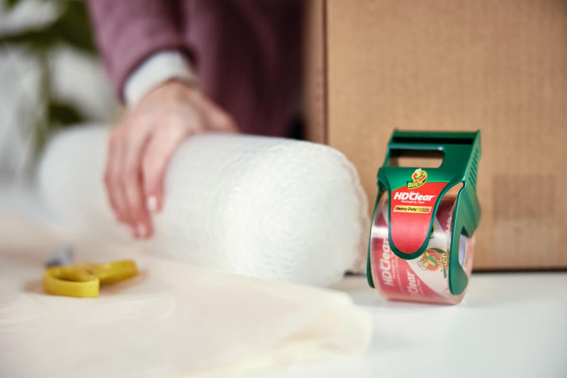 Duck HD Clear Packing Tape Dispensers - 6 Rolls of Heavy Duty Shipping and Moving Packing Tape - Clear Strong Packaging Tape for Boxes, Packing and Moving Supplies - 1.88 In. x 22.2 Yards (287732)