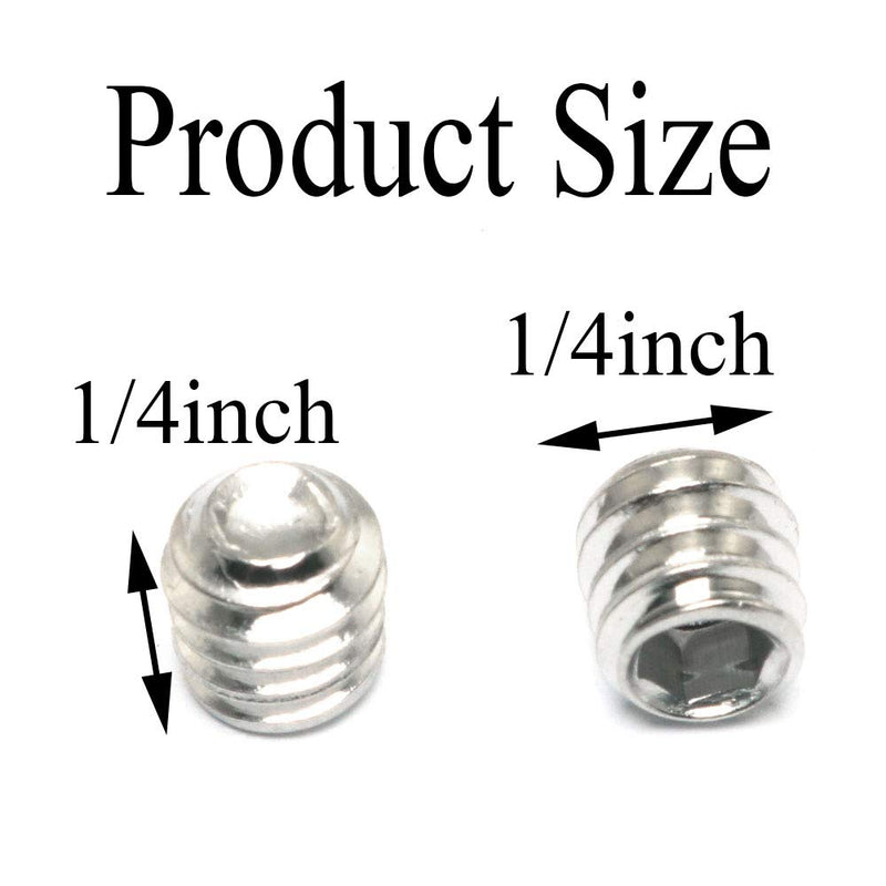 25pcs 1/4-20 x 1/4" Hexagon Hex Socket Set Screws 304 Stainless Steel Full Thread Cup Point Grub Screws - NewNest Australia