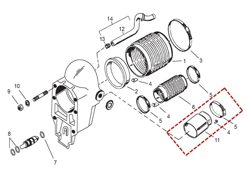 78458A1 Exhaust Tube Bellows for Mercruiser Alpha and Bravo Stern Drive Sierra 18-2760