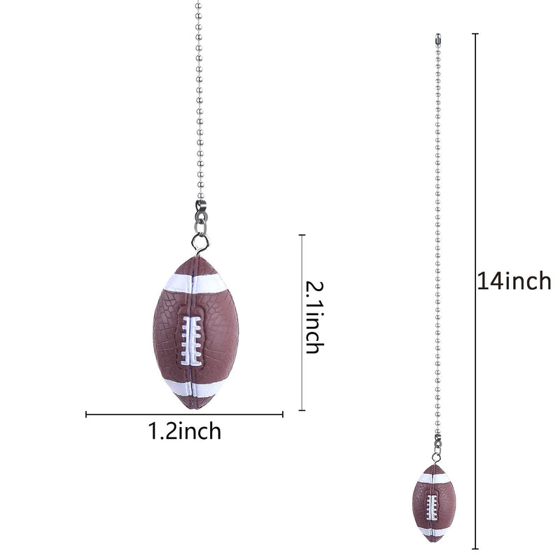 Ceiling Fan Pull Chains,2Pcs Football Decorative Fan String Pulls Charm Extension 14inches,3mm Diameter Beaded Fan Light Pull Chains Extender Ornaments with Connector