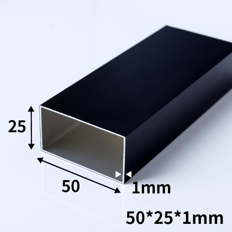2Pcs Black Aluminum Rectangular Tubing 25mm x 50mm x 800mm Long Wall Thickness 1mm, 2 Pack Aluminum Structural Rectangle Thin Tube 1 x 2 x 0.04 x 31.5" inch (Appr) Black Color 31.5" / 800mm