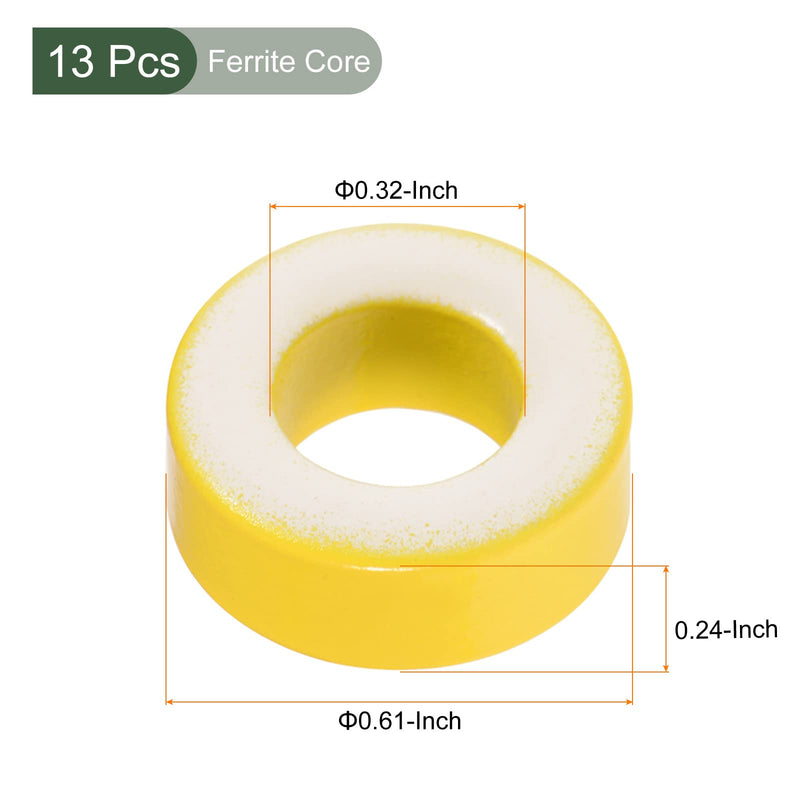 YOKIVE 13 Pcs Toroid Core, Ferrite Chokes Ring Iron Powder Inductor Ferrite Rings, Good for Power Transformers (Yellow White, 33.7mm x 19.3mm x 11.3mm)