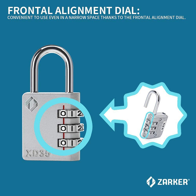 XD35 Combination Lock, 3-Digit Padlock for School Gym Sports LockerLock, Fence, Toolbox, Case, Hasp Storage (1-Pack, Emerald) 1P 1P, Emerald