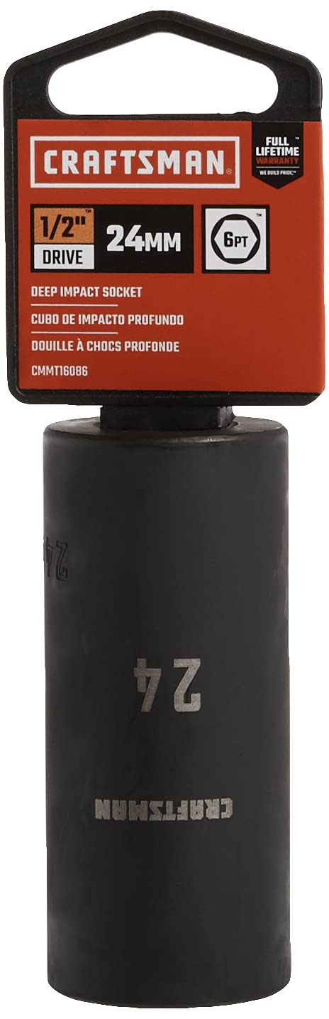 CRAFTSMAN Deep Impact Socket, Metric, 1/2-Inch Drive, 24mm (CMMT16086) 24 MM
