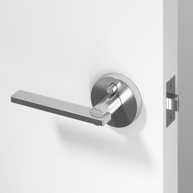 Okun Valli 1-Pack Chrome Privacy Door Levers – Push Button Lock, Reversible, Sleek Concealed-Mount Design for Bedroom & Bathroom 1 Pack