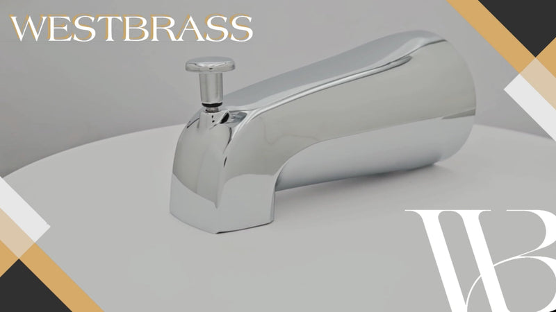 Westbrass E531D-1F-2-26 5-1/4" Reach Wall Mount Tub Spout with Front Diverter, Chrome (2-Pack) Polished Chrome 2 Pack