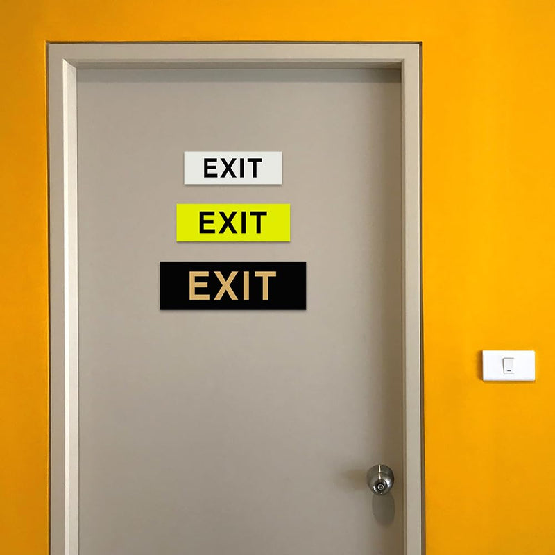 All Quality Basic Exit Wall or Door Sign - Simple & Clear To Ensure Safety | Easy to Install - Black/SIlver - Small (1 Pack) 2" x 6" - Small (1 Pack) Black / Silver