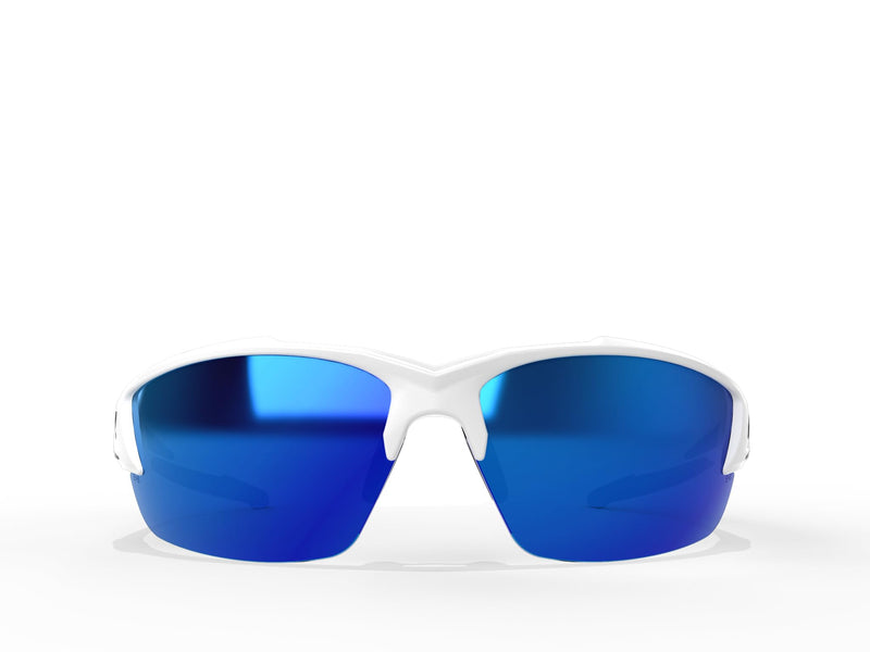 EDGE Khor G2 Z87 Safety Glasses for Men: Shatter Resistant Mens Sunglasses Polarized, Anti-Slip Flexible Frames, Nylon Lens Polarized Safety Glasses Standard White / Polarized Aqua Precision Blue Mirror